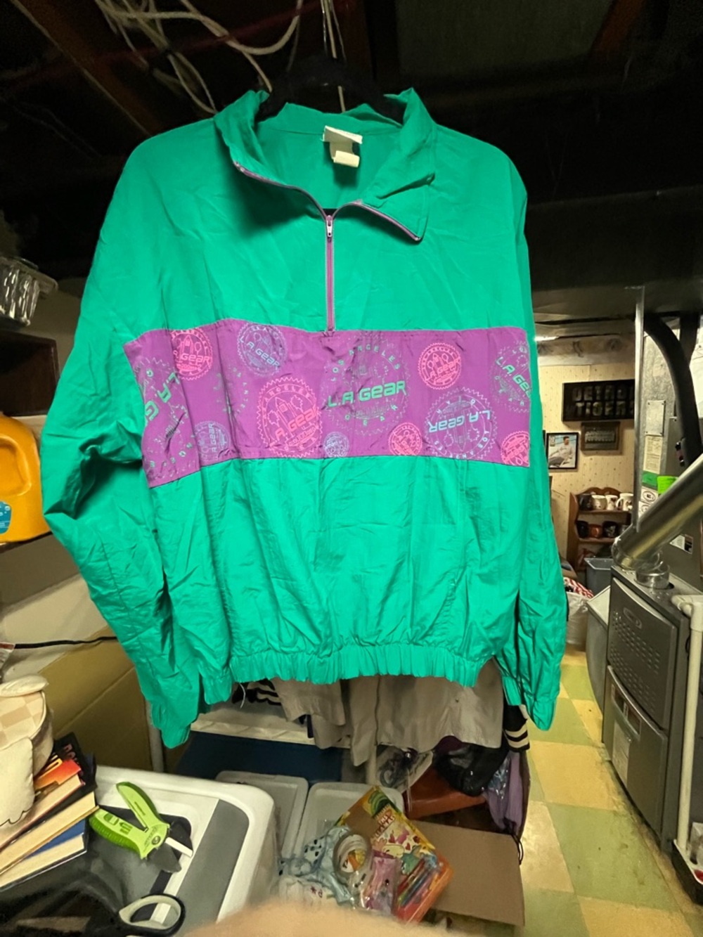 LA Gear Teal & Purple Half-Zip Windbreaker Size Small EUC